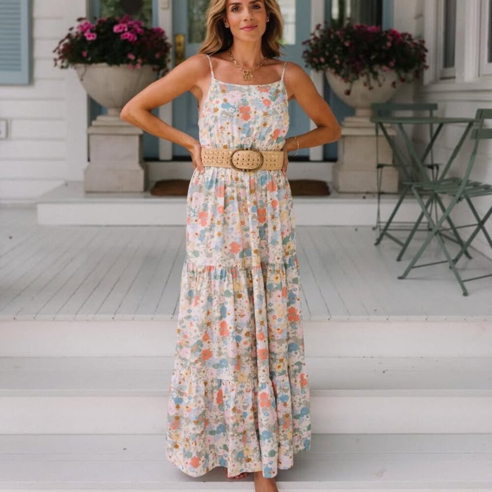 Hermoza x Julia Berolzheimer Colleen Cinched Tiered Bloom Dress New with Tags